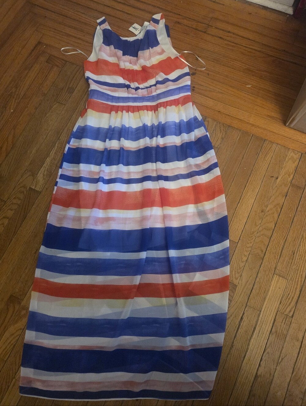 NWT: Ladies Striped Long Summer Dress - Blue, Red, White, Sleeveless